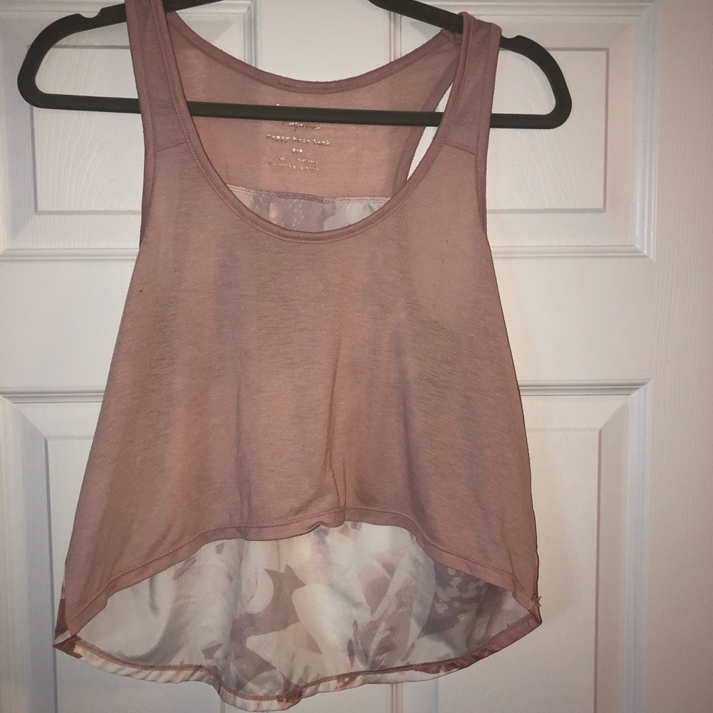 American Eagle Pink Floral Racerback Crop Top